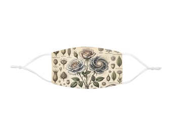 Maschera viso floreale/botanica vintage con rose, beige neutro