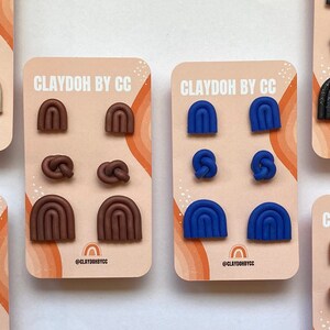 Natalie 3-Piece Stud Pack: Handmade Clay Earrings - Gifts for Her