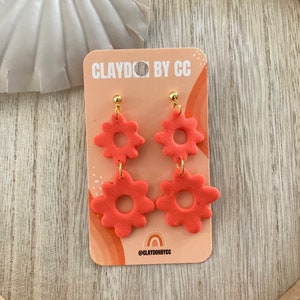 Clara - Handcrafted clay earrings, Dangle earrings, Flower clay earrings, Hypoallergenic earrings, Gifts for her, Gifts for bff,