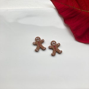 Gingerbread Man - Handmade clay earrings, Holiday clay earrings, Clay stud earrings, Holiday gift ideas, Gifts for her, Gifts for bff