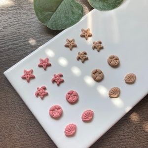 Under The Sea Studs- Handmade clay earrings, Beach clay earrings,Turtle earrings, Seashell earrings,Gifts for her, Create your own stud pack
