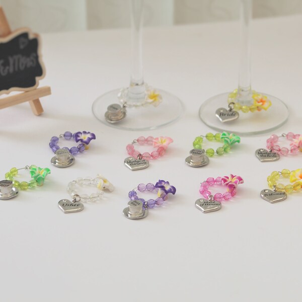 Flower Wine Charms Etsy