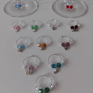 Swarovski crystal birthstone and initial wine  glass charms weddings gift parties birthday handmade to order