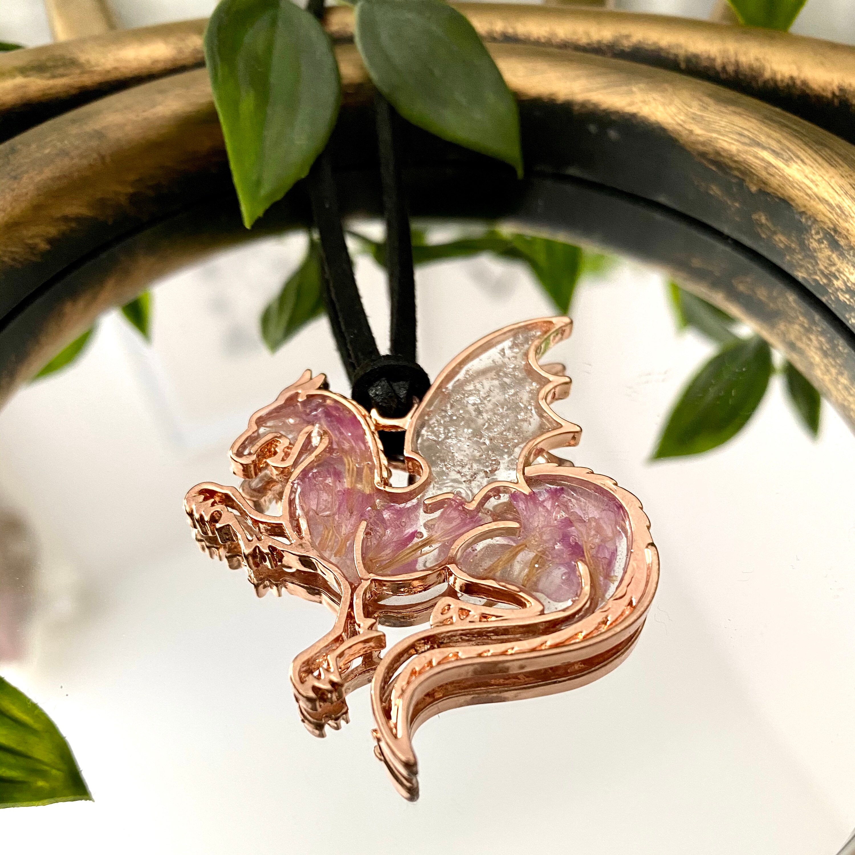 Dragon Pendants filled with resin and real dried flowers Etsy