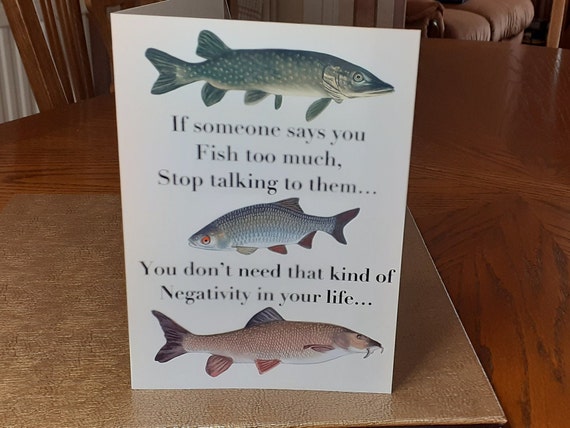 Fun Fishing Birthday Card for Fisherman Him Hand Drawn Images Pike Roach  and Barbel Fun Out the House Permit and Excuses List FREE POSTAGE -   Canada