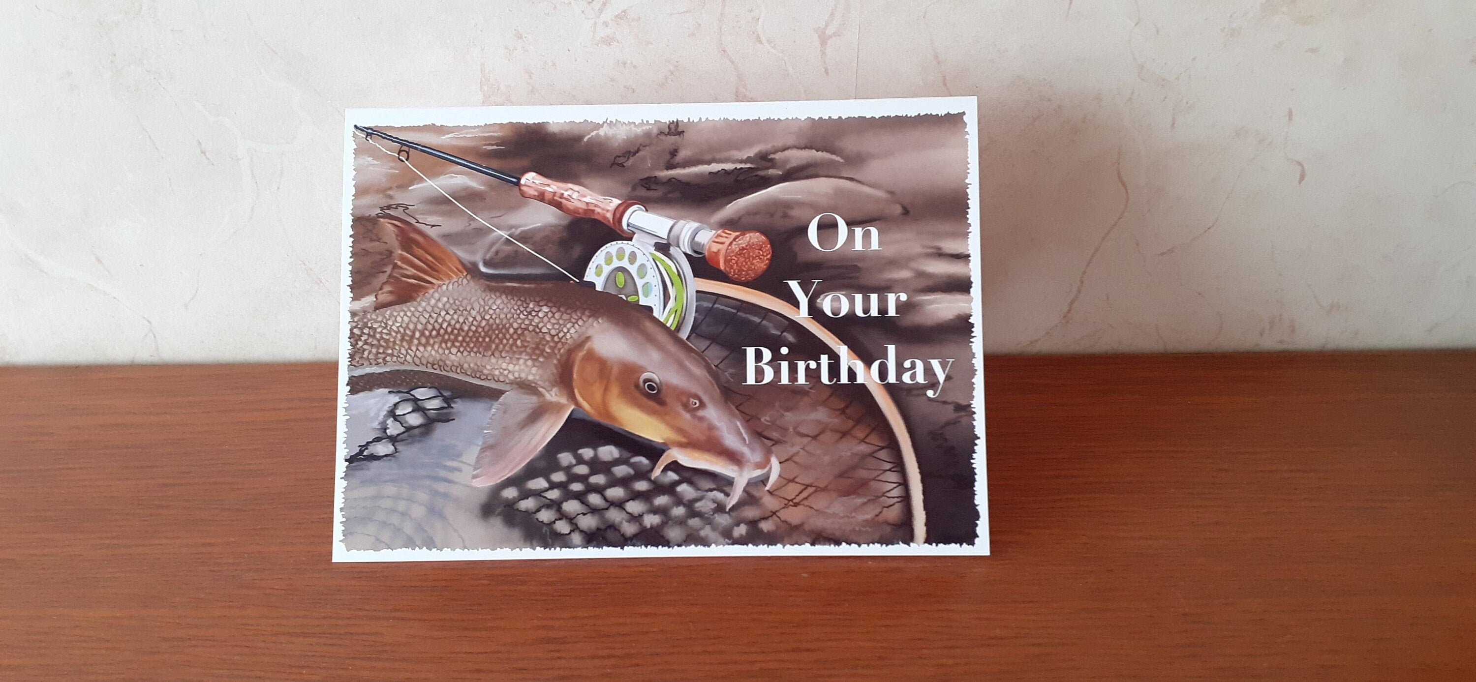Fly Fishing Birthday Card of Barbel on the Fly ideal for the Etsy