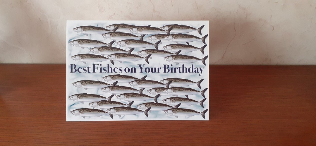 Fun Fishing Birthday Card for Sea Fisherman Original Hand Drawn Images ...