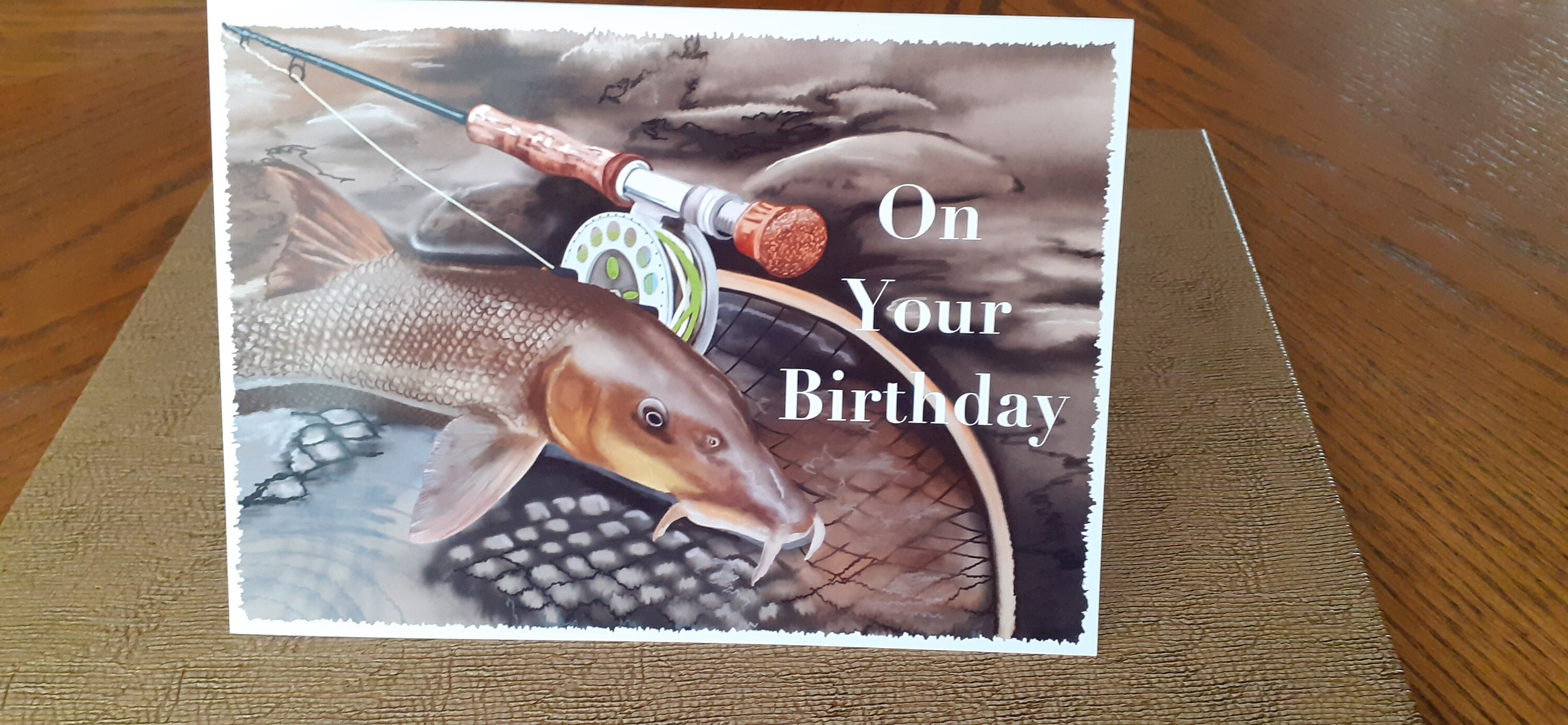 Fly Fishing Birthday Card of Barbel on the Fly ideal for the Etsy