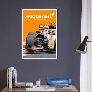 Lando Norris McLaren F1 Gulf Livery Monaco 2021 F1 Poster/ Formula 1 / Cart Art / Unframed