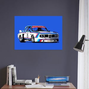1975 BMW 3.0 CSL Classic Racing Car Poster / Car Art / UnFramed
