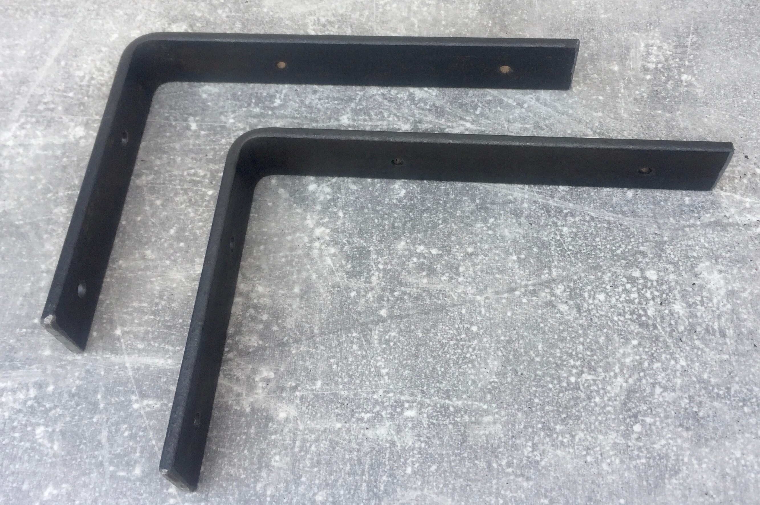 Rustic flat steel brackets pair Etsy