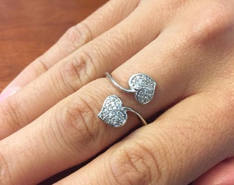 SILVER925 DOUBLE HEART RING/シルバー/リング Amazon.com: LGSY 925 Sterling Silver Double Heart Rings for