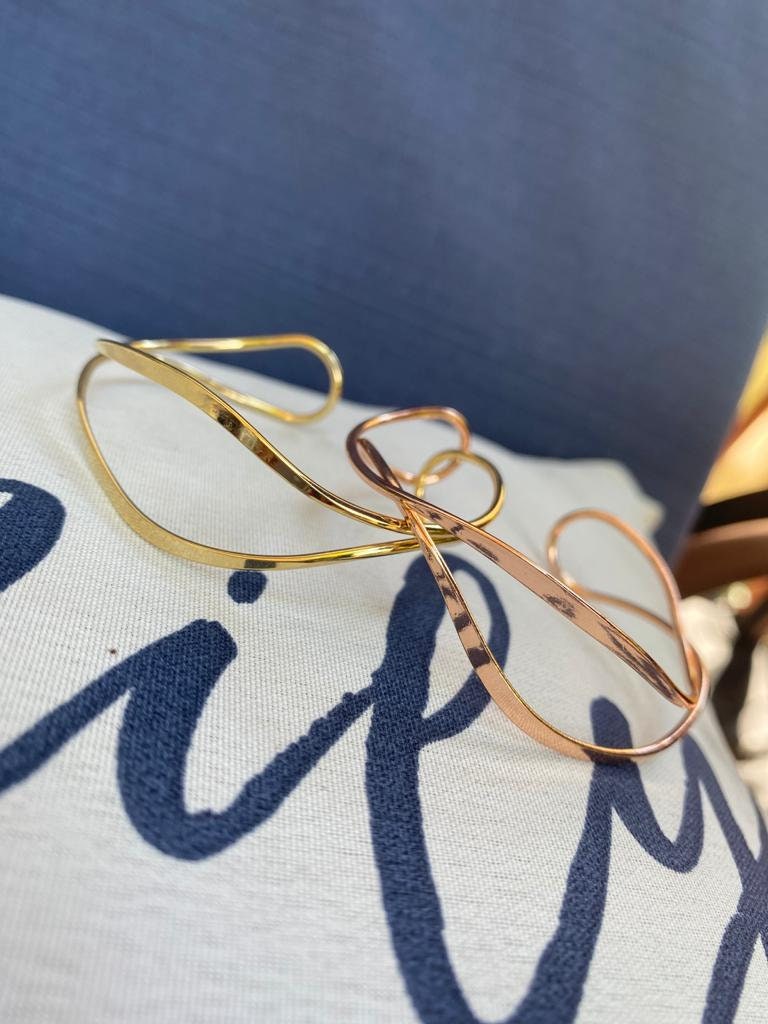 Thin Gold/rose Gold Loop Bangle/ Silver and Gold Bangle