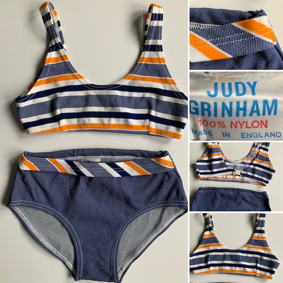 Vintage 60s 70S MOD striped Bikini from the brand… - image 1