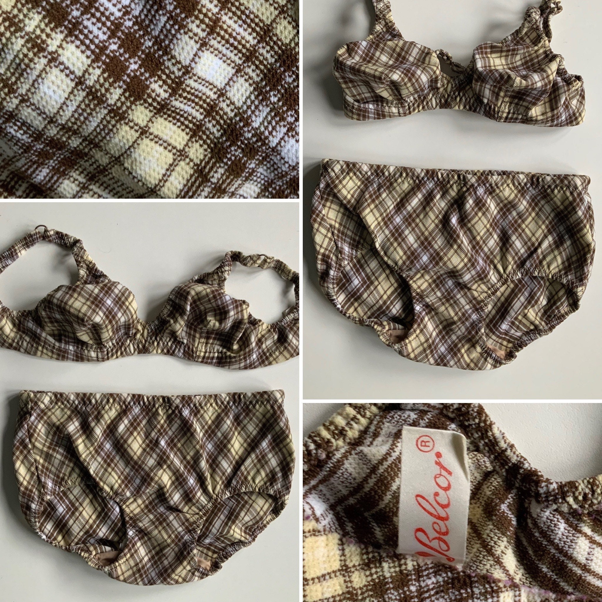 Vintage 70S MOD Plaid Bikini From the Brand Belcor. Colors - Etsy