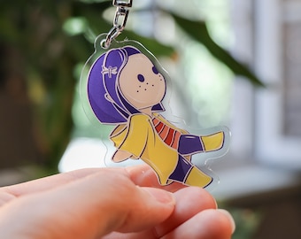 Op koraal geïnspireerde sleutelhanger | Coraline-fanart | Leuke acrylsleutelhanger