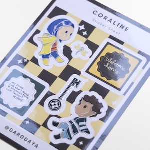 Coraline Inspired Stickers | Coraline Fan Art | Cute Sticker Sheet