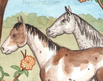 Original Art - The Ten of Pentacles - One of a Kind Watercolor Horse Painting from The Riderless Tarot Deck, Hand Painted Original Art