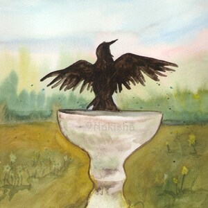 Original Art - The One of Crows - Watercolor Crow Painting -Hand Painted for the Badgers Forest Tarot Card Deck, One of a Kind, Original Art