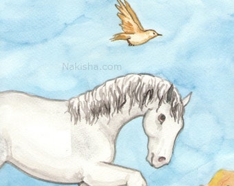 Original Art - The Knight of Cups - Watercolor Horse Painting from The Riderless Tarot Card Deck, One of a Kind, Hand Painted Horse Artwork