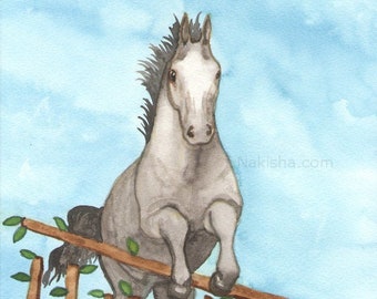 Original Art - The Seven of Wands - Watercolor Horse Painting - The Riderless Tarot