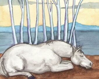Original Art - The Ten of Swords - Watercolor Horse Painting - The Riderless Tarot