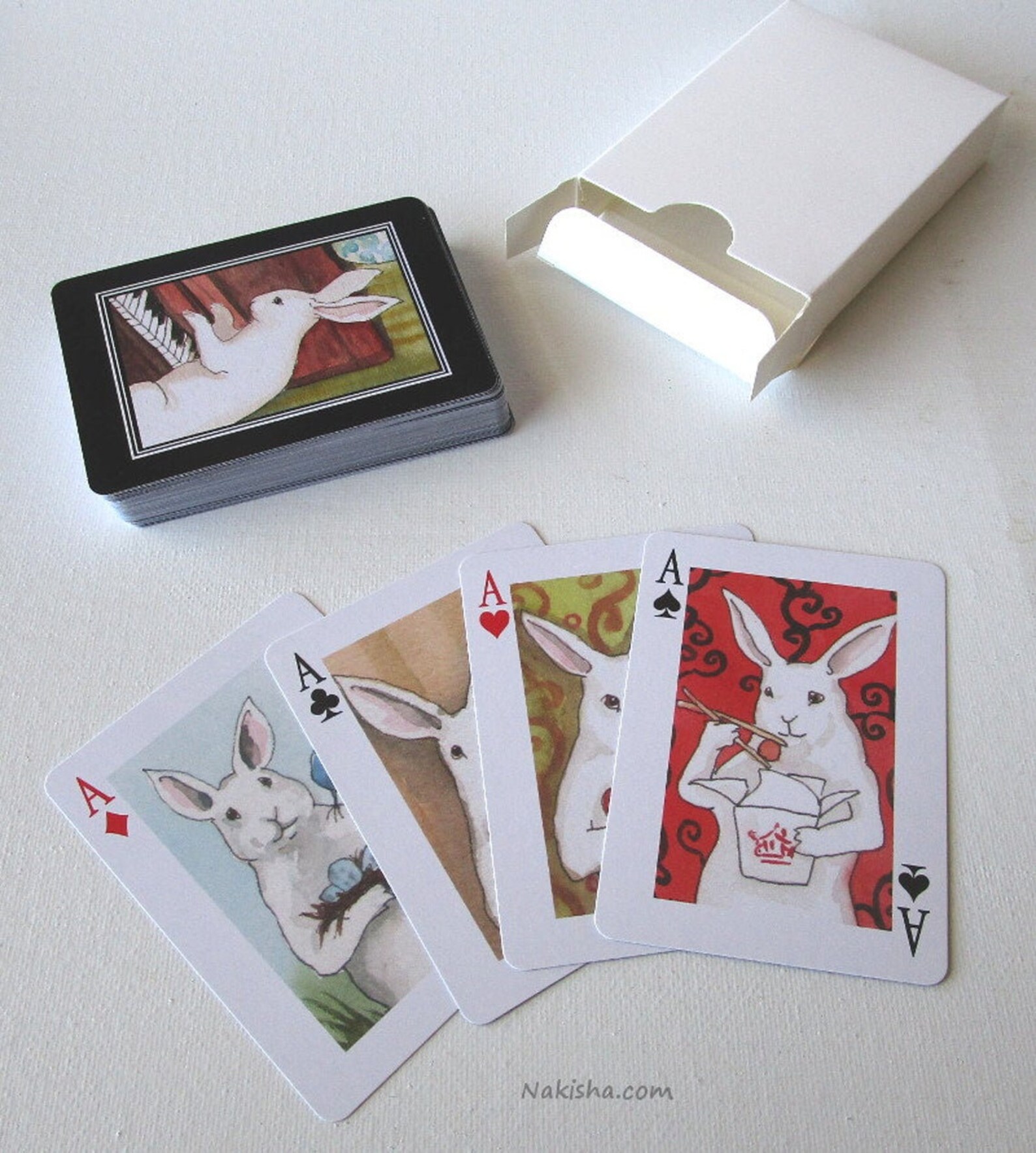 Adorable White Rabbits Poker Playing Cards Deck Etsy