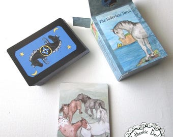 Playing Card Sized - Riderless Tarot Card Deck, Horse tarot Cards Deck, Unique Watercolor Art Cards, Authentic Deck Sold Direct from Artist