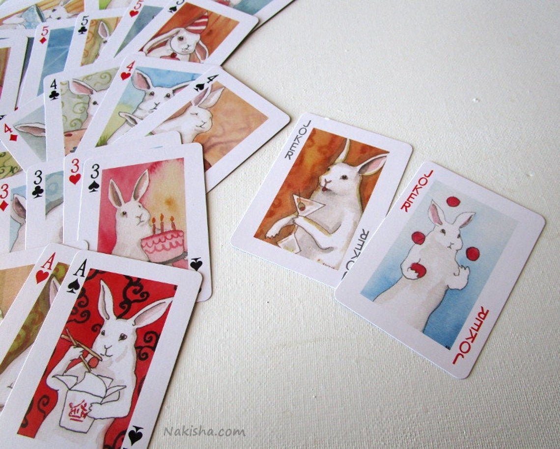 Adorable White Rabbits Poker Playing Cards Deck Etsy