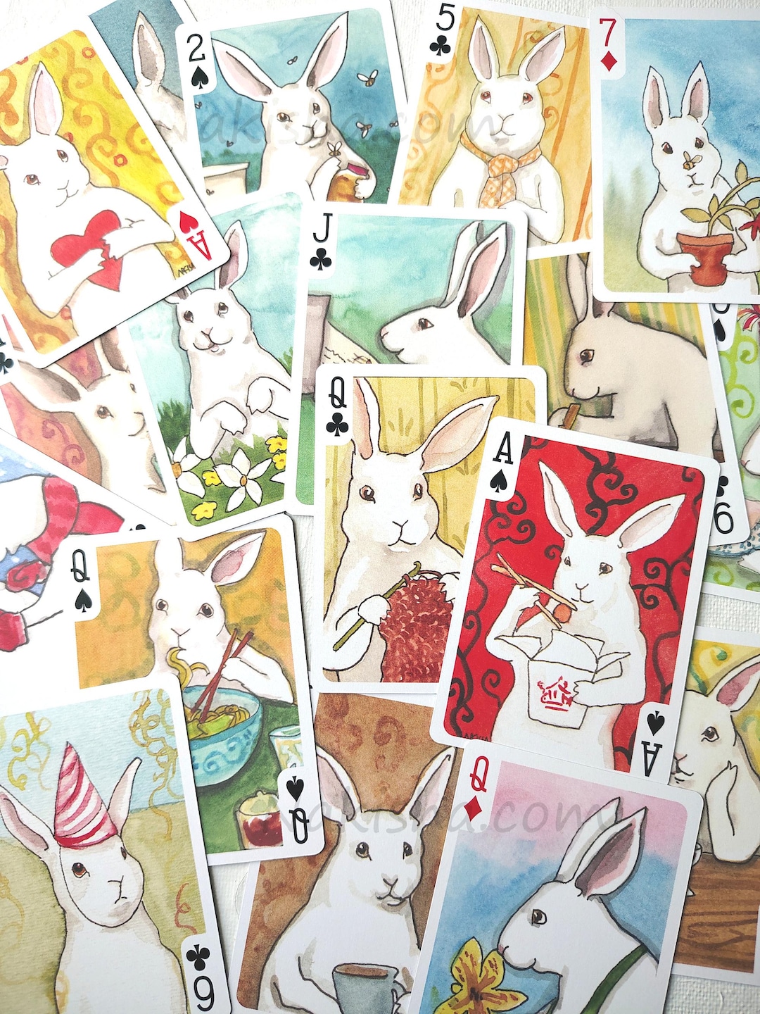 Rabbit Playing Card Deck With Original Bunny Art Illustrations, Unique ...
