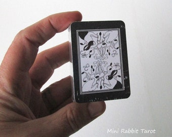 Discontinued - MINI Rabbit Tarot Deck - Mini Animal Art Card Deck - NO BOX- Authentic Tarot Deck by Nakisha, Dutch, White Rabbit cards