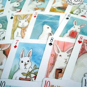 Adorable White Rabbits Poker Playing Cards Deck, Cute Different Bunny Rabbit on Each Card, Rabbit Lover Gift, Playable Cards for Poker, Fun