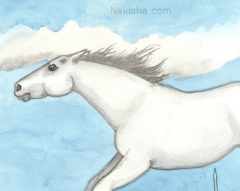 Original Art - The Knight of Swords - Watercolor Horse Painting - The Riderless Tarot