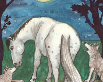 Original Art - The Moon - Watercolor Appaloosa Horse Painting - The Riderless Tarot, Hand Painted Watercolor Art, One of a Kind Horse Tarot