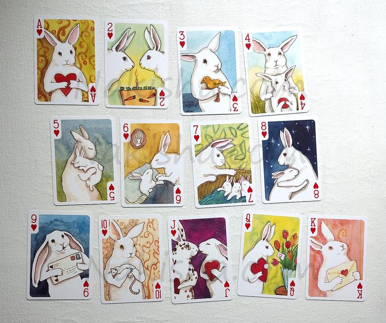 Brer Rabbit Playing Cards Rabbit Playing Card Deck With Original Bunny Art Illustrations, Unique ...