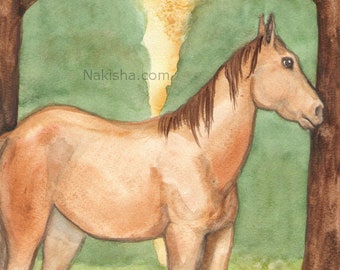 Original Art - Justice - Watercolor Horse Painting - The Riderless Tarot