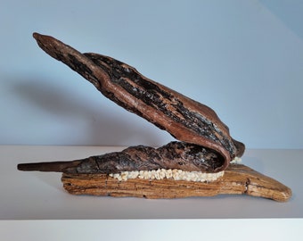 Rustic Driftwood Sculpture for Tabletop Decoration/ Natural Driftwood Sculpt from Greece/ Self-standing Sculpt with Interesting Shape