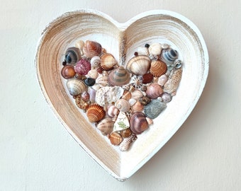 SEASHELL LOVE Wall Hanging Heart with Natural Seashells from Greece/Seashell Wall Art/Handmade Seashell Heart for Wall/Seashell Art