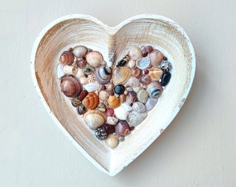 SEASHELL HEART Wall Decor from Greece/Natural Seashells Wall Hanging Heart/Coastal Wall Heart Decor with Natural Seashells from Greece