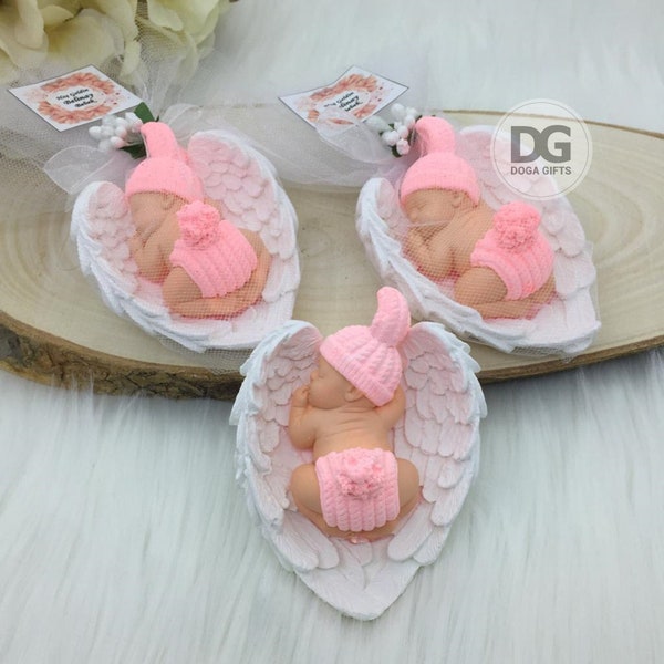 Sleeping Baby Figurine in Angel Wings, Baby Shower Favours, New Baby Gifts, Baby Shower Gift, Newborn Baby Gift, Personalized Baby Gifts