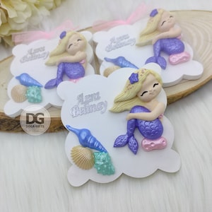 Mermaid and Sea Shells Decorated Party Favors, Birthday Party Favors, Name Sign, Mermaid Party Gifts, Baby Shower Party, Seashell Decoration