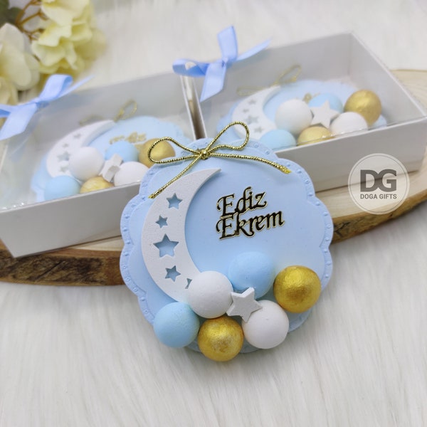 Bubble, Moon and Star Decor Baby Party Favors, Personalized Baby Gift, Blue Baby Magnet, Welcome Favors, Baby Boy Gift, Thank You Gift Guest