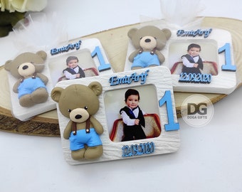 Teddy Bear Photo Frame Favors: Personalized Birthday Party Gifts