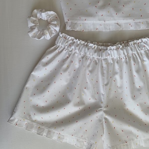 Handmade White Cotton Sprinkle Loungewear set