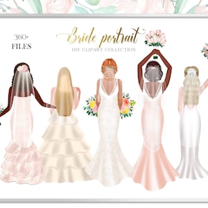 Braut Portrait Clipart, DIY Portrait, Hochzeitsgeschenk, benutzerdefinierte Braut Portrait, Geschenkideen, anpassbar, Sublimation Design PNG, Brautparty.