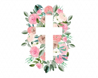 Cruz Floral PNG Archivo, Cruz de Pascua, Sublimación Bíblica, Cruz Religiosa, Descarga de Sublimación, Descarga Instantánea, Cruz de Pascua, Flores Rosas.