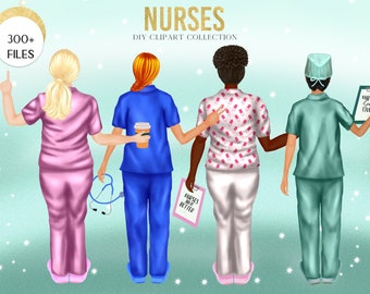 Clip art de enfermeras, retrato de bricolaje, creador de retratos de enfermera personalizado, ideas de regalos de enfermera, taza personalizable, diseño de sublimación PNG, imágenes prediseñadas de médico.