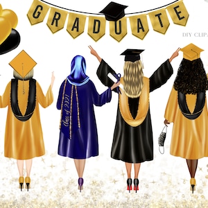 Graduation Clipart, DIY portrait, Graduations Hat, School clipart, Gift Ideas, Customizable Mug, Sublimation Design PNG, Graduating girls.