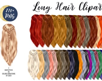 Clipart de cabello, familia personalizada, corte de pelo largo, cabello de mujer, corte de cabello largo, imágenes prediseñadas de mejores amigos
