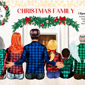 Christmas Family Clipart, DIY Portrait, Custom Family Portrait, Gift Ideas, Customizable, Sublimation Design PNG. New Year Family clipart